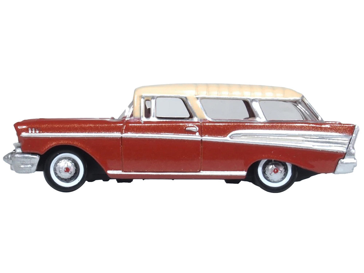 1957 Chevrolet Nomad Adobe Beige with Sierra Gold Top 1/87 (HO) Scale Diecast Model Car by Oxford Diecast LuxuryLifeWay Online Store