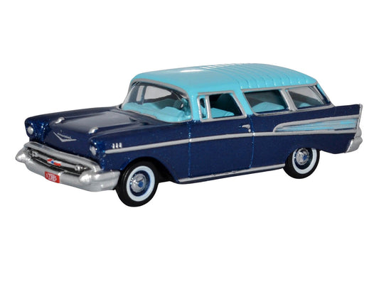 1957 Chevrolet Nomad Larkspur Blue with Harbor Blue Top 1/87 (HO) Scale Diecast Model Car by Oxford Diecast LuxuryLifeWay Online Store