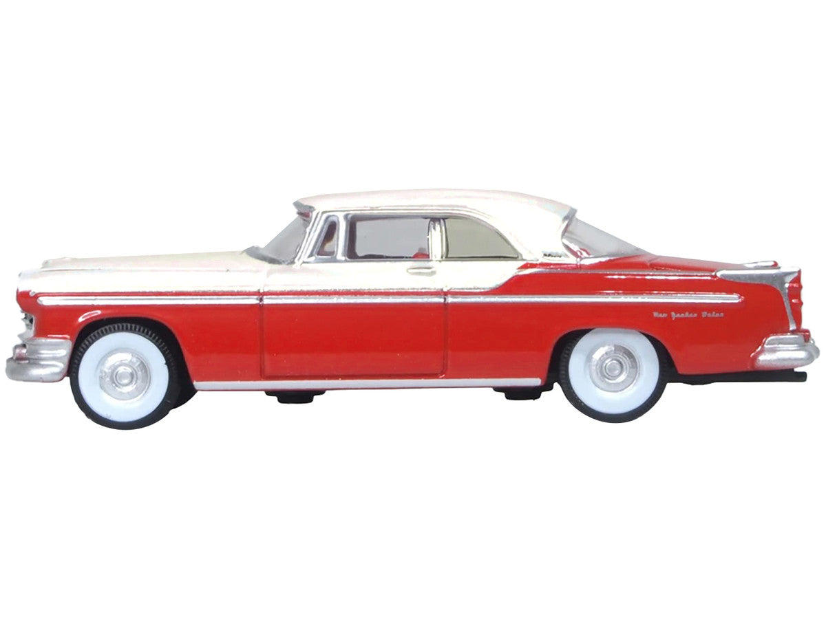 1955 Chrysler New Yorker Deluxe St. Regis Tango Red and Platinum Metallic 1/87 (HO) Scale Diecast Model Car by Oxford Diecast LuxuryLifeWay Online Store
