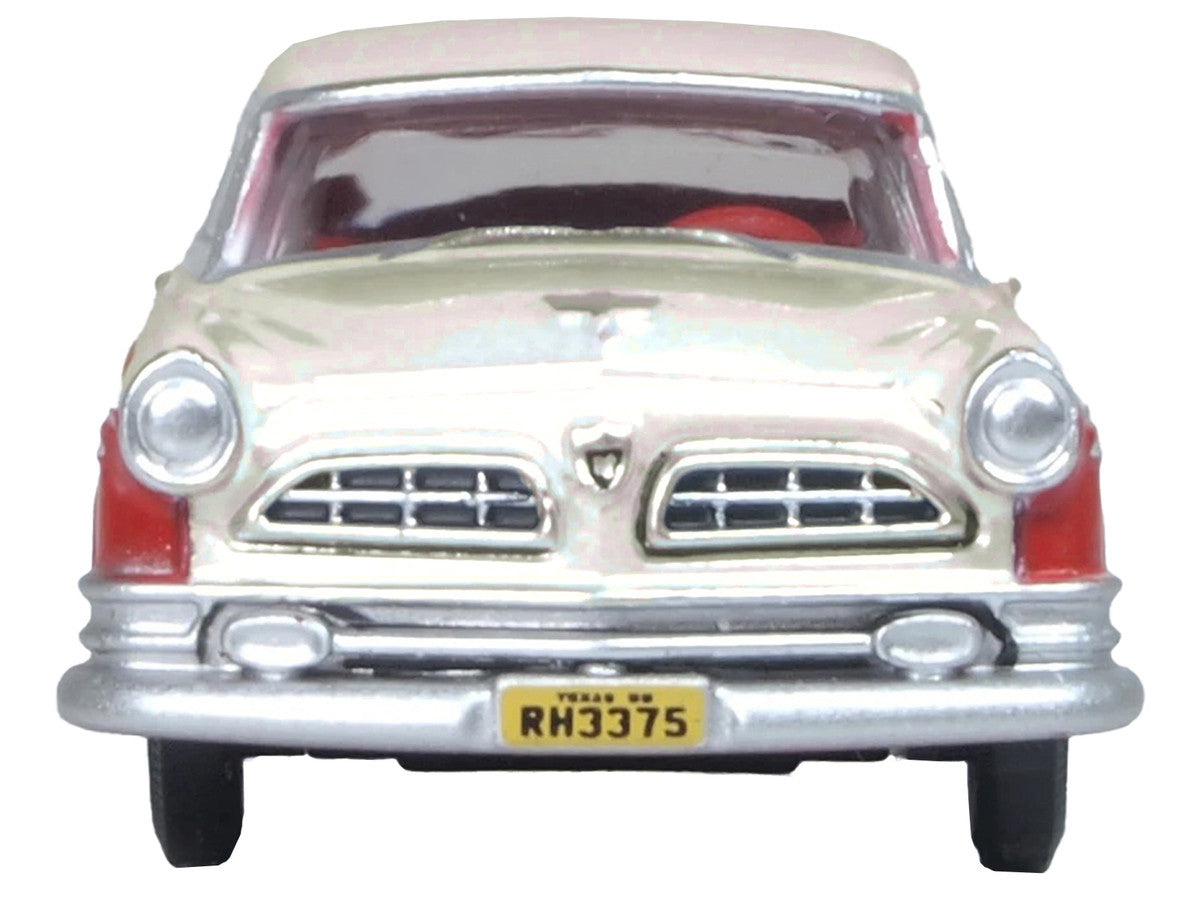 1955 Chrysler New Yorker Deluxe St. Regis Tango Red and Platinum Metallic 1/87 (HO) Scale Diecast Model Car by Oxford Diecast LuxuryLifeWay Online Store