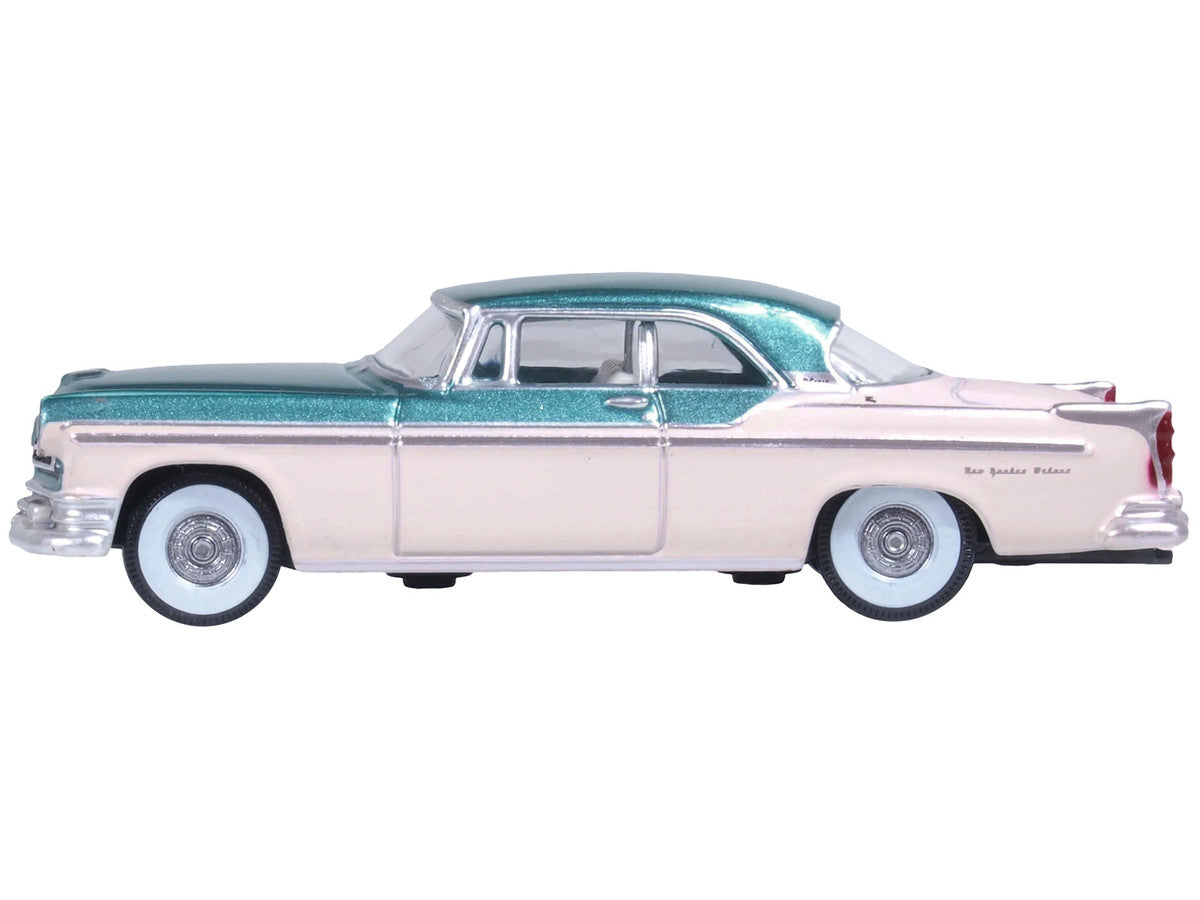 1955 Chrysler New Yorker Deluxe St. Regis Jade Green Metallic and Cream 1/87 (HO) Scale Diecast Model Car by Oxford Diecast LuxuryLifeWay Online Store