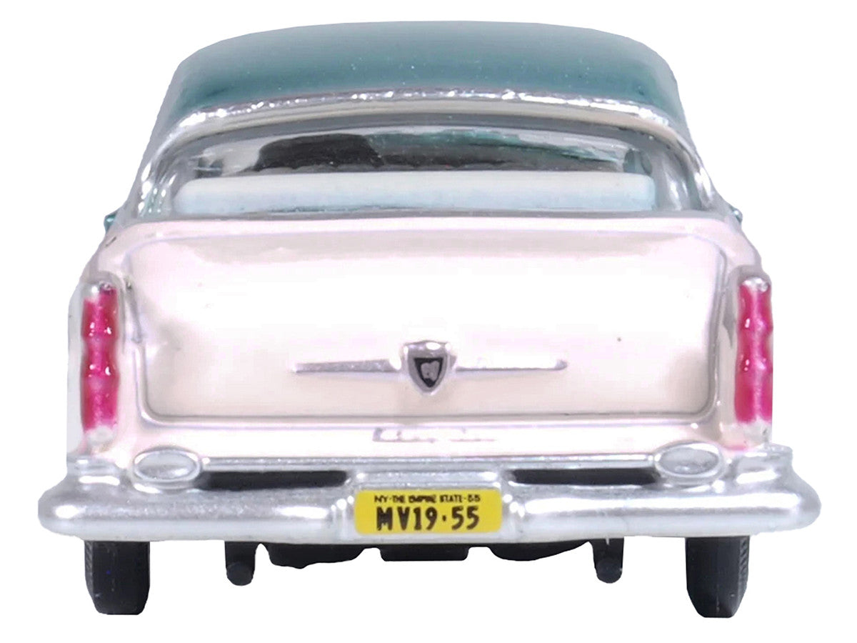1955 Chrysler New Yorker Deluxe St. Regis Jade Green Metallic and Cream 1/87 (HO) Scale Diecast Model Car by Oxford Diecast LuxuryLifeWay Online Store