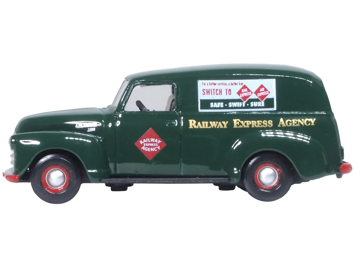 1950 Chevrolet Panel Van "Railway Express Agency" Dark Green 1/87 (HO) Scale Diecast Model Car by Oxford Diecast LuxuryLifeWay Online Store