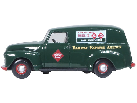 1950 Chevrolet Panel Van "Railway Express Agency" Dark Green 1/87 (HO) Scale Diecast Model Car by Oxford Diecast LuxuryLifeWay Online Store