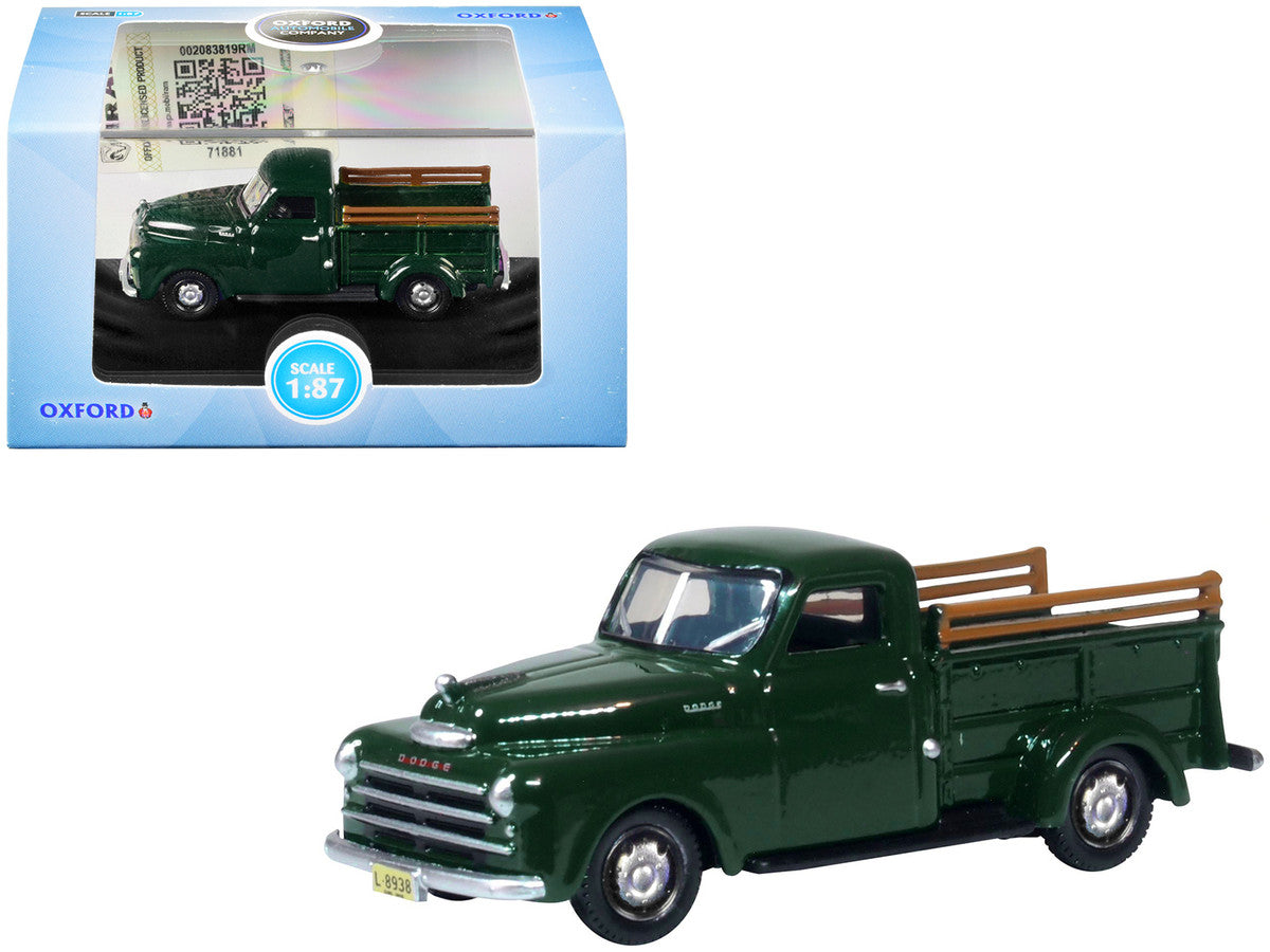1948 Dodge B-1B Pickup Truck Dark Green 1/87 (HO) Scale Diecast Model Car by Oxford Diecast LuxuryLifeWay Online Store