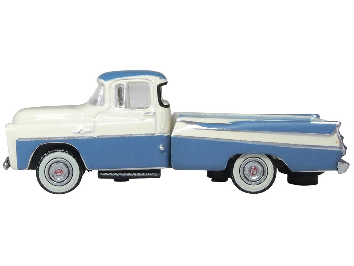 1957 Dodge D100 Sweptside Pickup Truck Ice Blue and Glacier White 1/87 (HO) Scale Diecast Model Car by Oxford Diecast LuxuryLifeWay Online Store