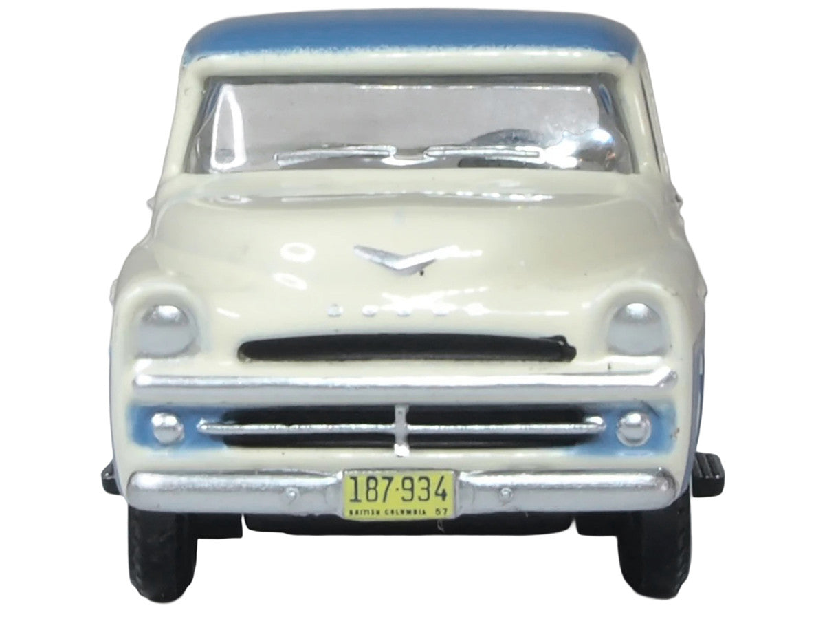 1957 Dodge D100 Sweptside Pickup Truck Ice Blue and Glacier White 1/87 (HO) Scale Diecast Model Car by Oxford Diecast LuxuryLifeWay Online Store