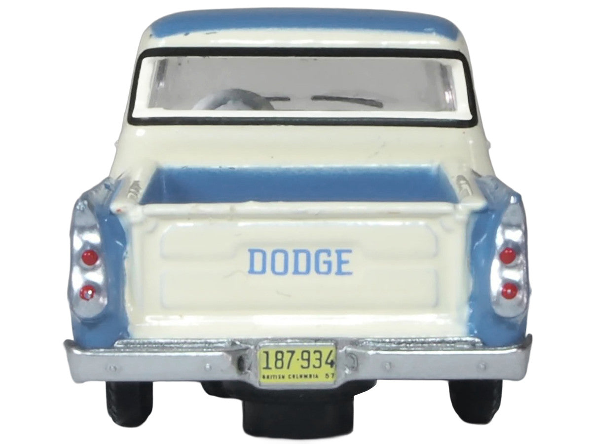 1957 Dodge D100 Sweptside Pickup Truck Ice Blue and Glacier White 1/87 (HO) Scale Diecast Model Car by Oxford Diecast LuxuryLifeWay Online Store