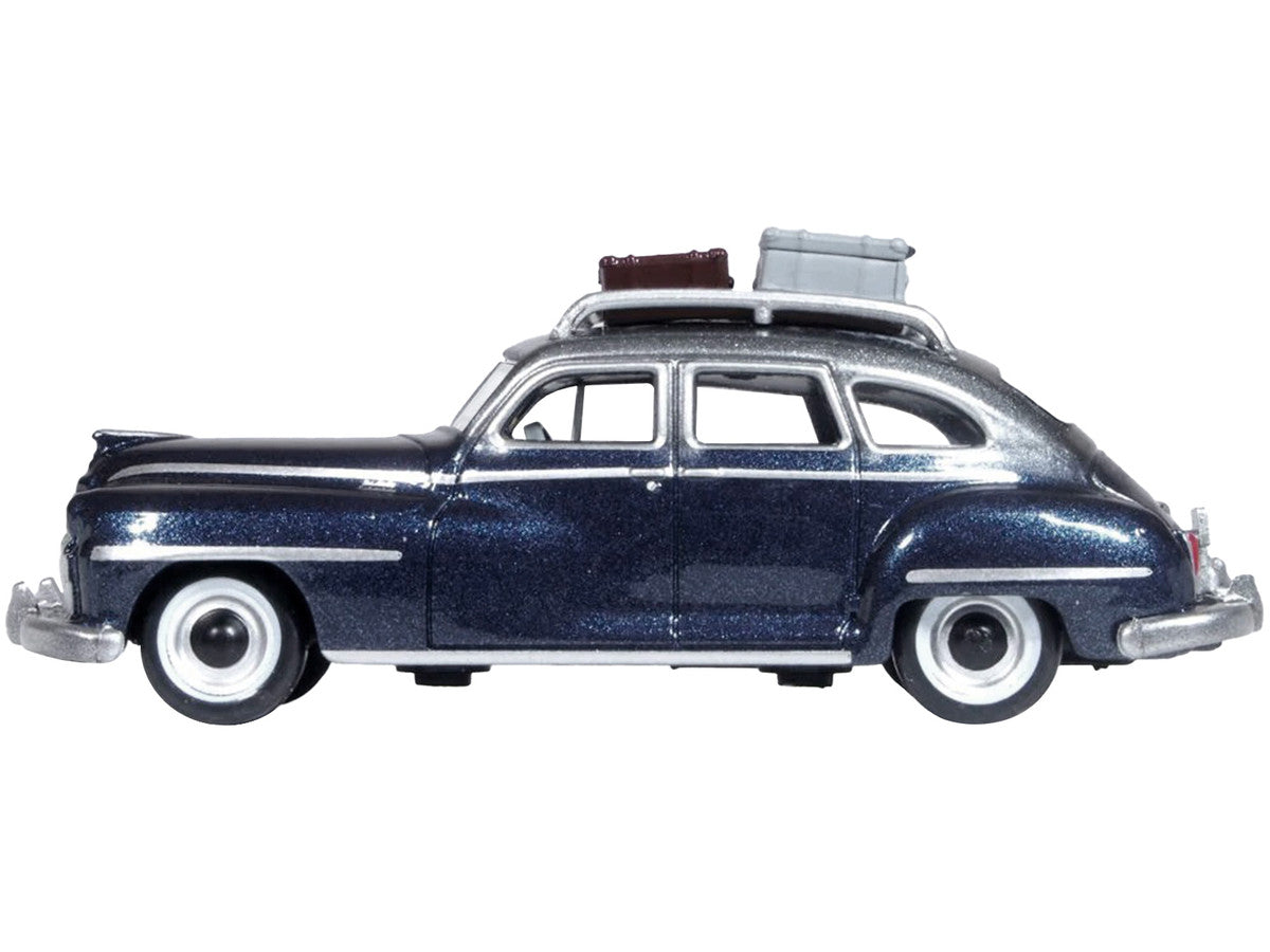 1946 DeSoto Suburban with Roof Rack and Luggage Butterfly Blue Metallic with Crystal Gray Top 1/87 (HO) Scale Diecast Model Car by Oxford Diecast LuxuryLifeWay Online Store