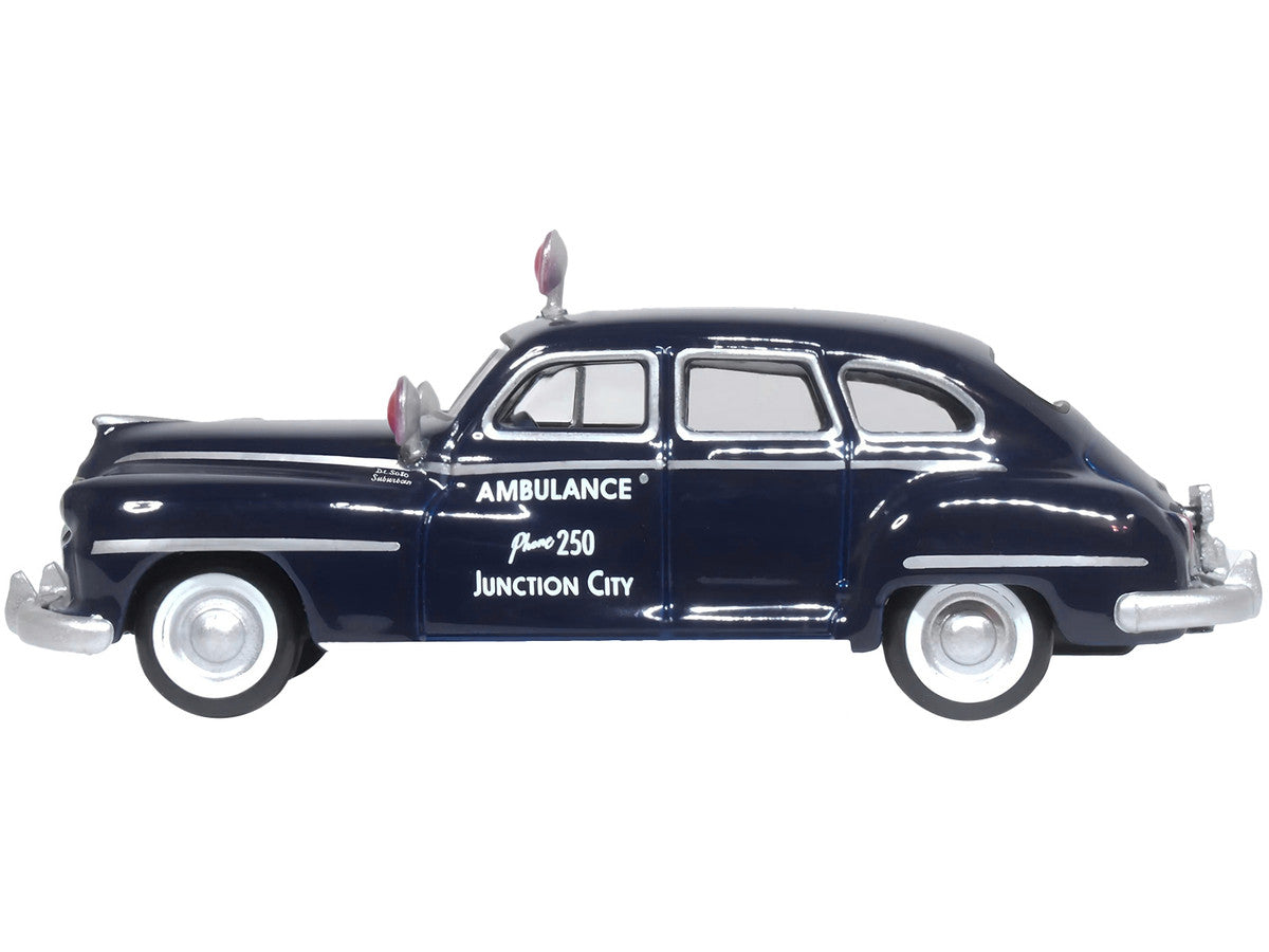 1946 DeSoto Suburban Ambulance Dark Blue "Junction City Ambulance" 1/87 (HO) Scale Diecast Model Car by Oxford Diecast LuxuryLifeWay Online Store