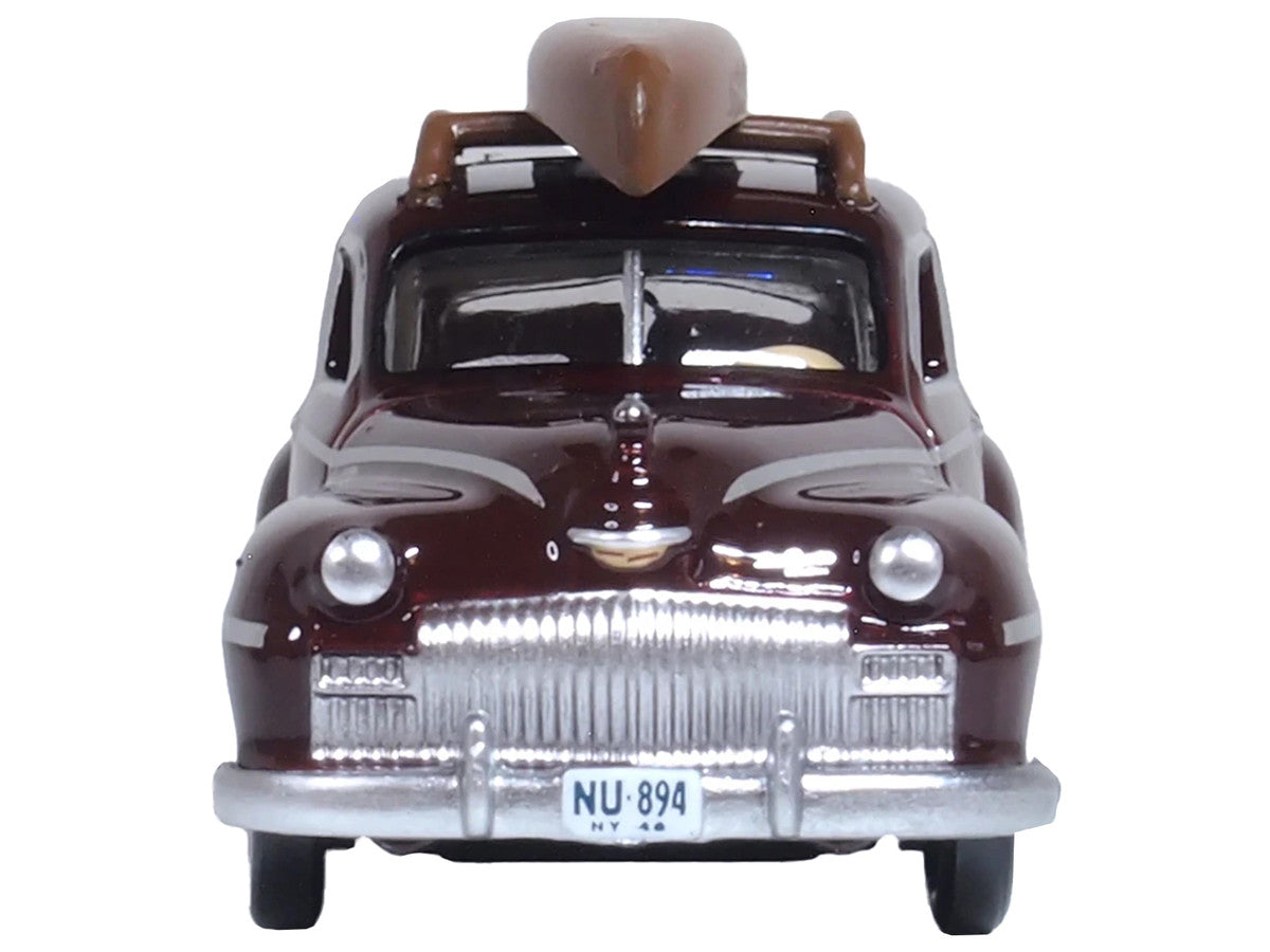 1946 DeSoto Suburban with Roof Rack and Canoe Royal Maroon 1/87 (HO) Scale Diecast Model Car by Oxford Diecast LuxuryLifeWay Online Store