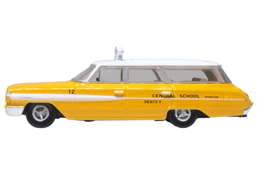1964 Ford Country Station Wagon "Central School Bus" Yellow with White Top 1/87 (HO) Scale Diecast Model Car by Oxford Diecast LuxuryLifeWay Online Store