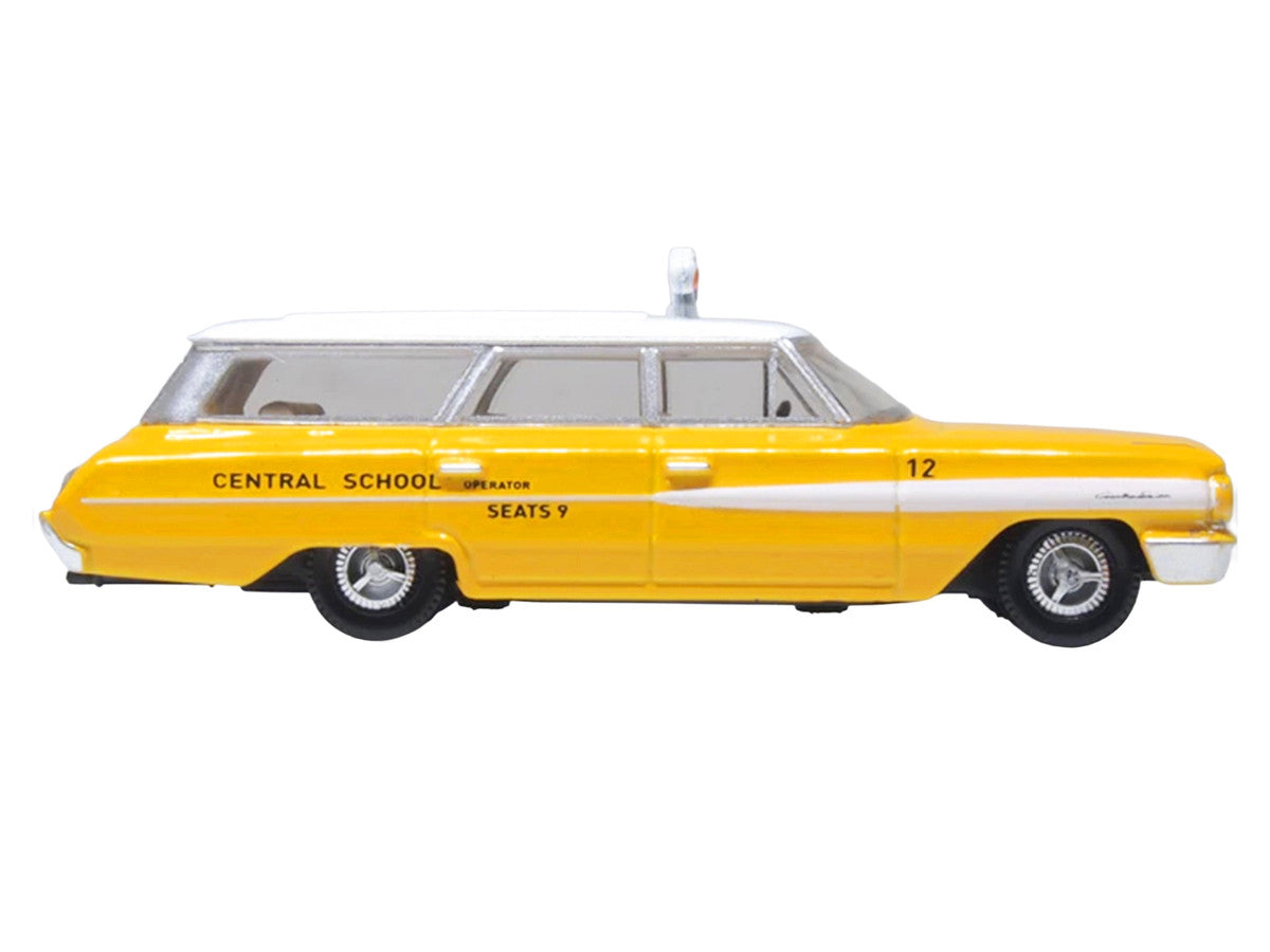 1964 Ford Country Station Wagon "Central School Bus" Yellow with White Top 1/87 (HO) Scale Diecast Model Car by Oxford Diecast LuxuryLifeWay Online Store