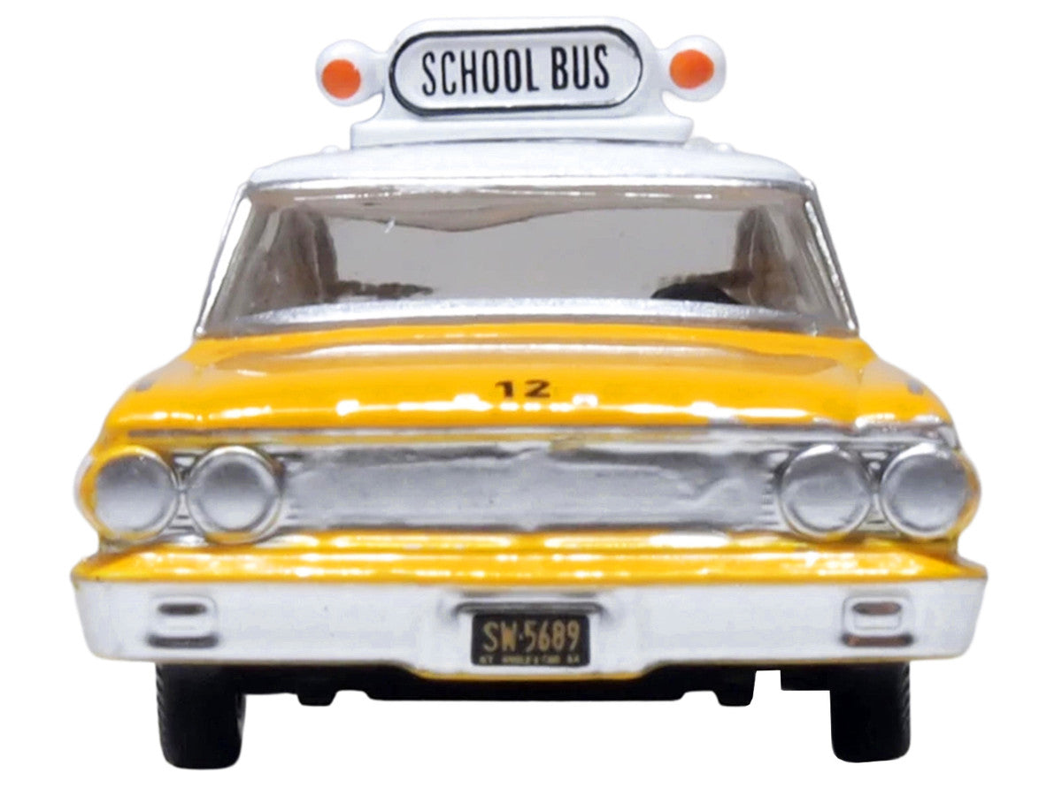 1964 Ford Country Station Wagon "Central School Bus" Yellow with White Top 1/87 (HO) Scale Diecast Model Car by Oxford Diecast LuxuryLifeWay Online Store