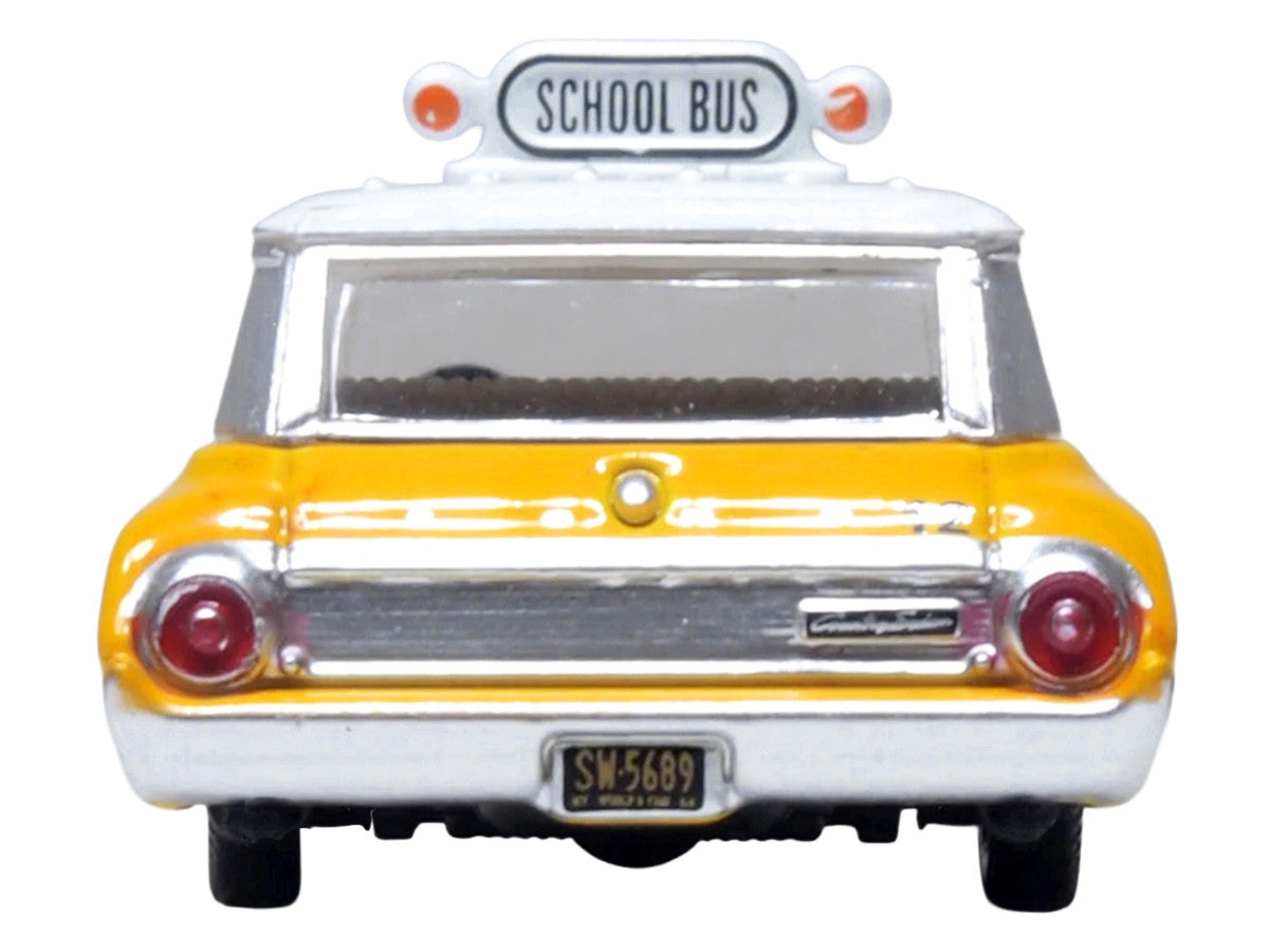 1964 Ford Country Station Wagon "Central School Bus" Yellow with White Top 1/87 (HO) Scale Diecast Model Car by Oxford Diecast LuxuryLifeWay Online Store