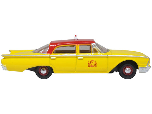1960 Ford Fairlane Sedan "NYC Taxi" Yellow with Red Top and Interior 1/87 (HO) Scale Diecast Model Car by Oxford Diecast LuxuryLifeWay Online Store