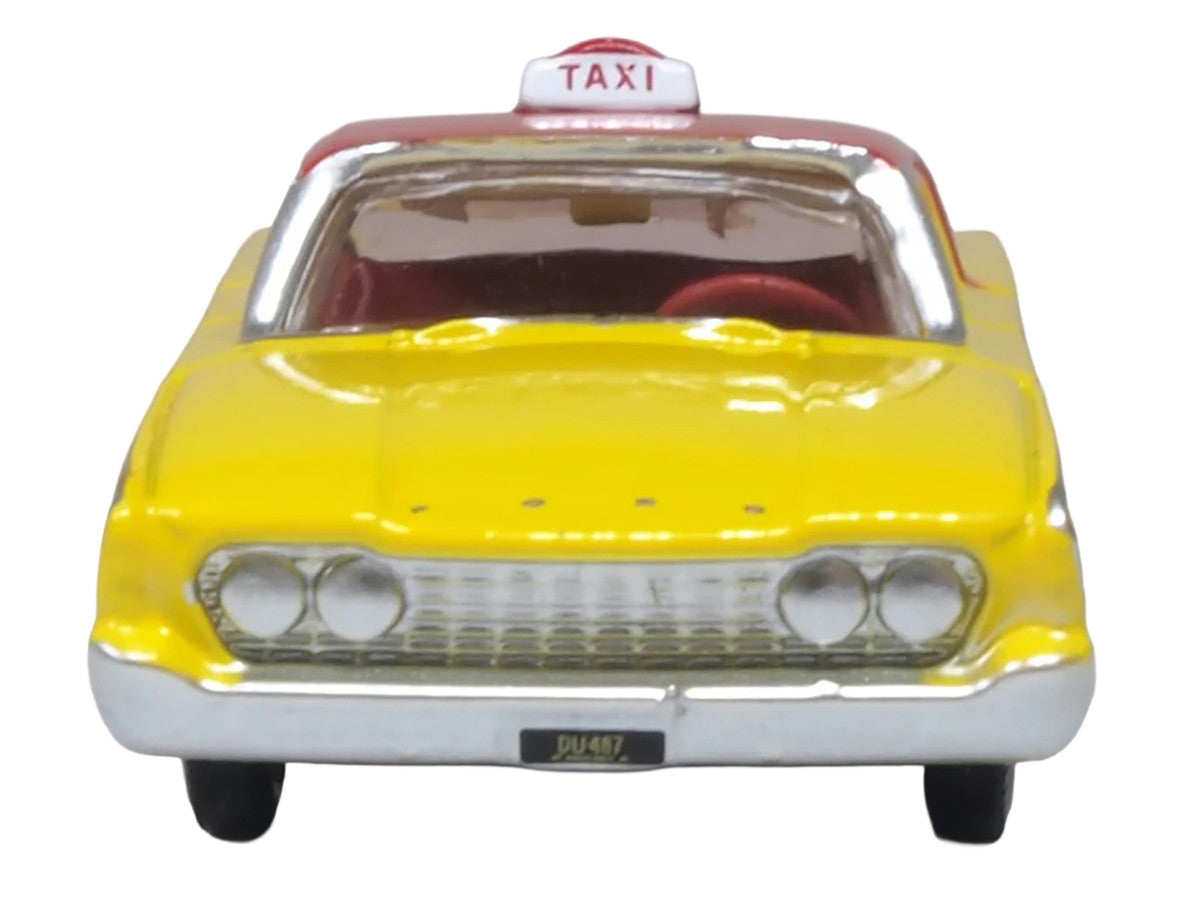 1960 Ford Fairlane Sedan "NYC Taxi" Yellow with Red Top and Interior 1/87 (HO) Scale Diecast Model Car by Oxford Diecast LuxuryLifeWay Online Store