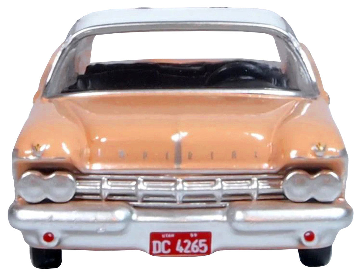 1959 Chrysler Imperial Crown 2 Door Hardtop Persian Pink with White Top 1/87 (HO) Scale Diecast Model Car by Oxford Diecast LuxuryLifeWay Online Store
