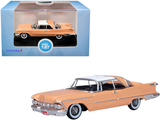 1959 Chrysler Imperial Crown 2 Door Hardtop Persian Pink with White Top 1/87 (HO) Scale Diecast Model Car by Oxford Diecast LuxuryLifeWay Online Store
