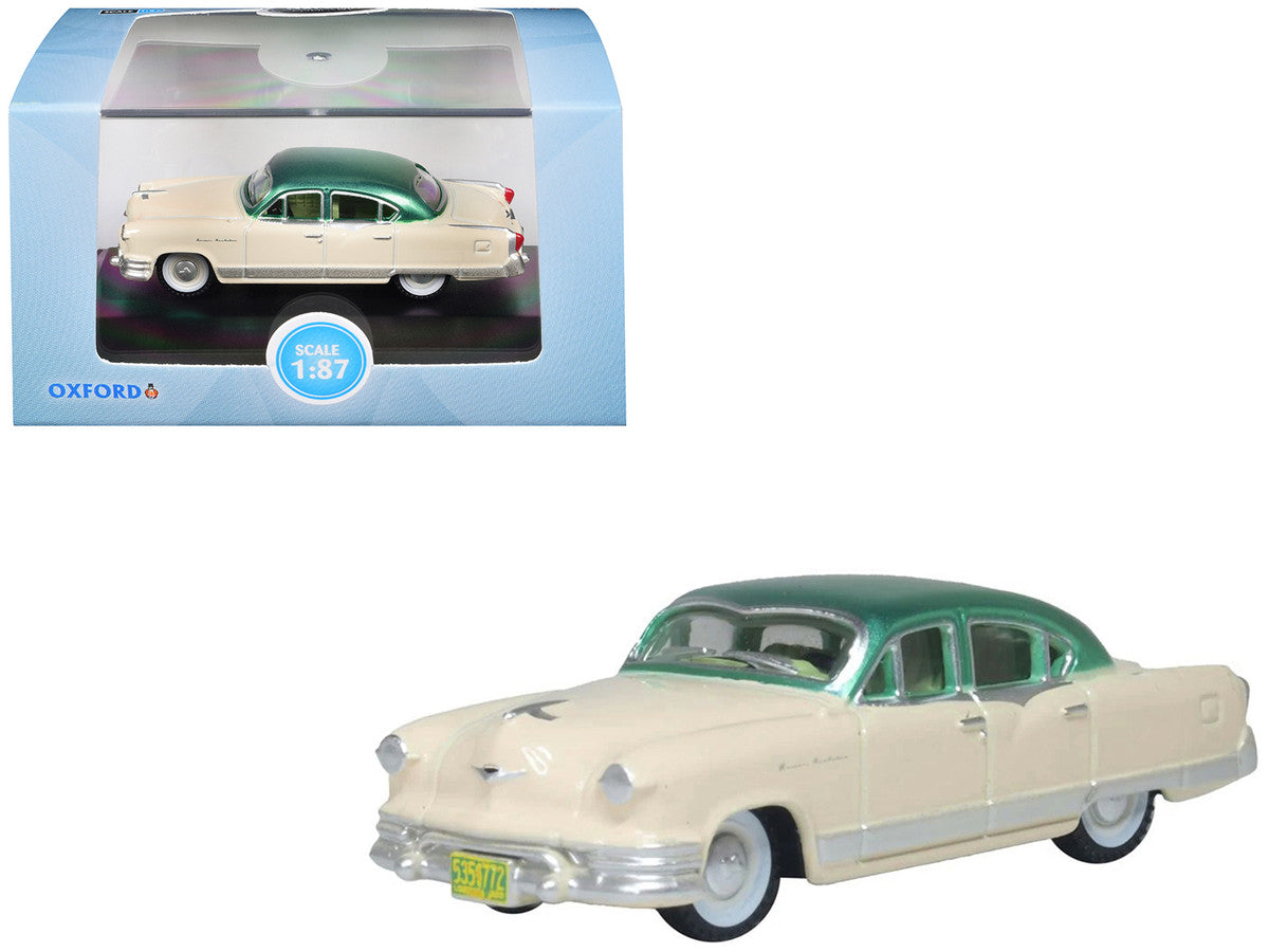 1953 Kaiser Manhattan Stardust Ivory with Jade Green Metallic Top 1/87 (HO) Scale Diecast Model Car by Oxford Diecast LuxuryLifeWay Online Store