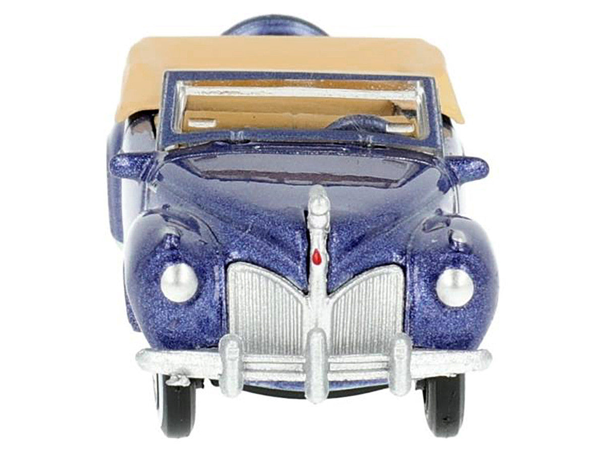 1941 Lincoln Continental Convertible Darian Blue Metallic with Tan Interior 1/87 (HO) Scale Diecast Model Car by Oxford Diecast LuxuryLifeWay Online Store