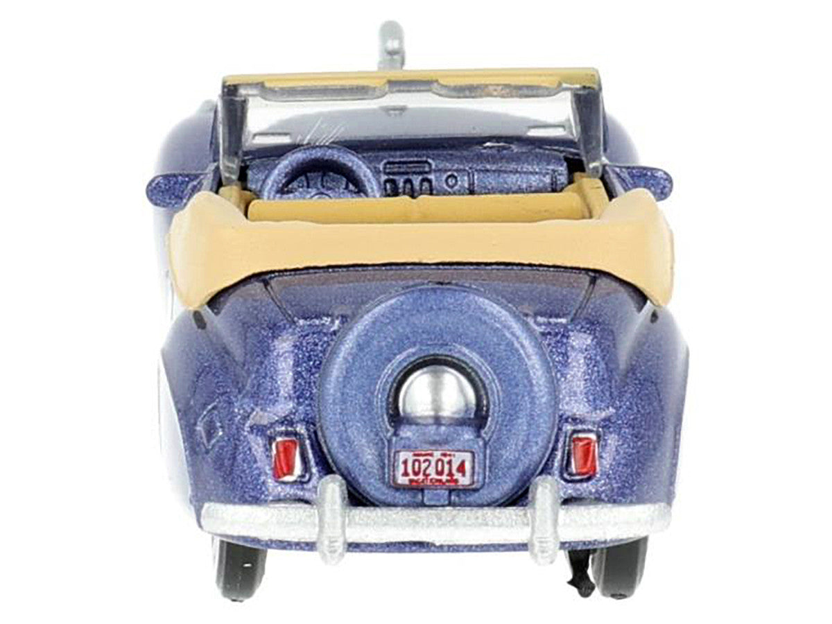1941 Lincoln Continental Convertible Darian Blue Metallic with Tan Interior 1/87 (HO) Scale Diecast Model Car by Oxford Diecast LuxuryLifeWay Online Store