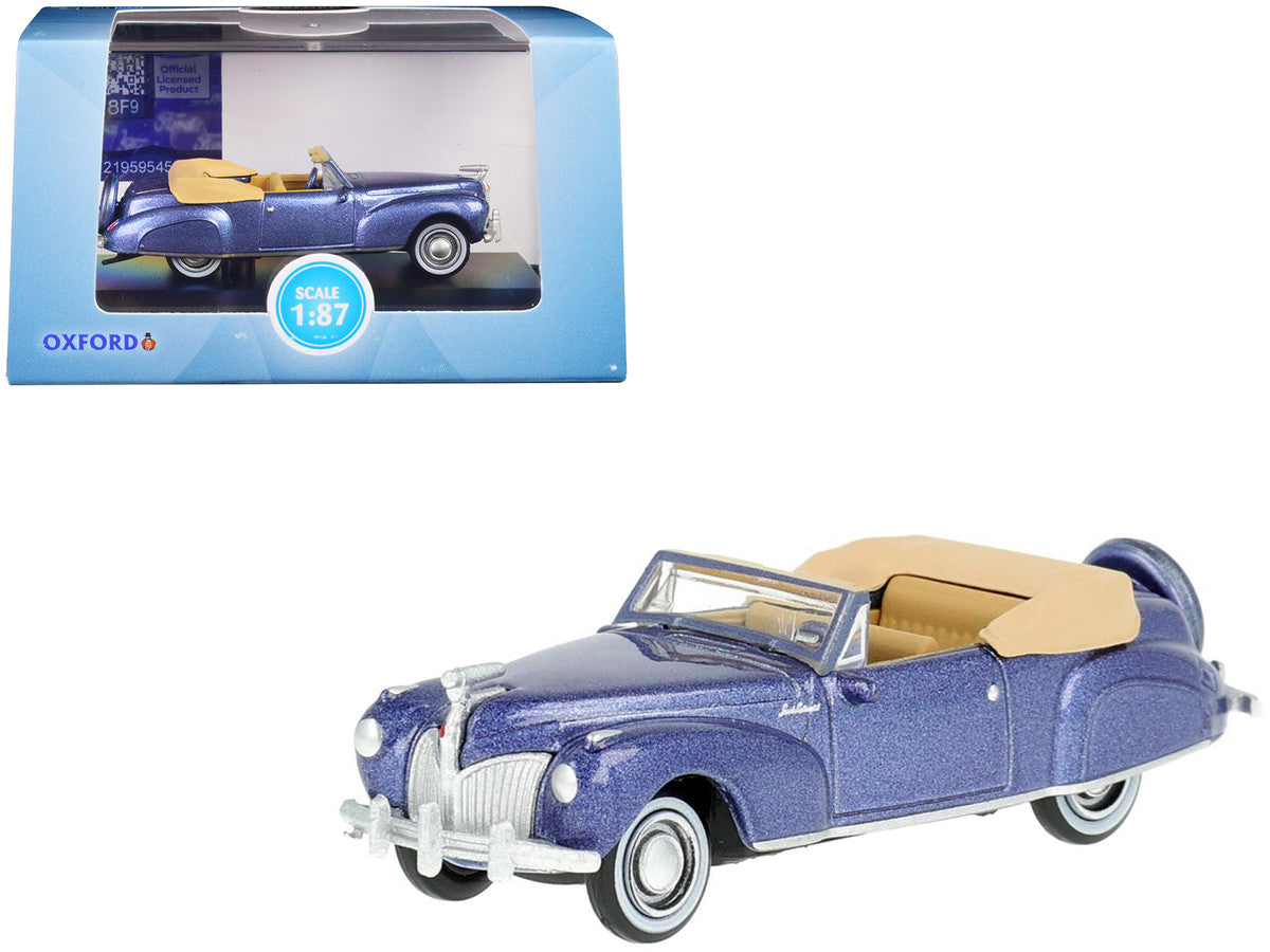 1941 Lincoln Continental Convertible Darian Blue Metallic with Tan Interior 1/87 (HO) Scale Diecast Model Car by Oxford Diecast LuxuryLifeWay Online Store