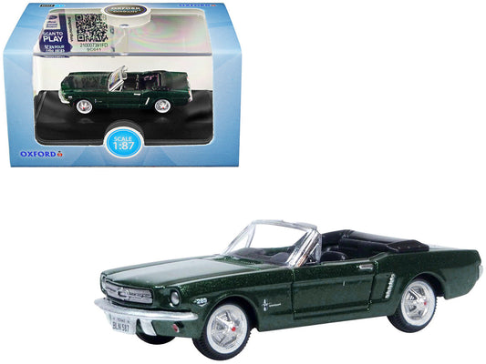 1965 Ford Mustang Convertible Ivy Green Metallic 1/87 (HO) Scale Diecast Model Car by Oxford Diecast LuxuryLifeWay Online Store