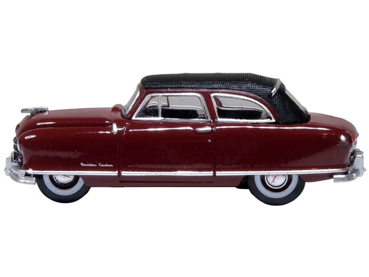 1950 Nash Rambler Custom Landau Convertible (Closed) Sunset Maroon with Black Top 1/87 (HO) Scale Diecast Model Car by Oxford Diecast LuxuryLifeWay Online Store