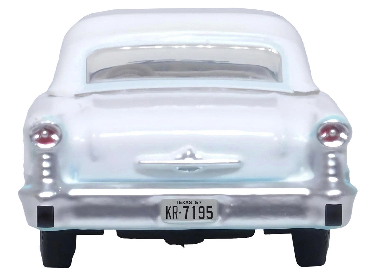 1957 Oldsmobile 88 Convertible (Top-Up) Banff Blue and Alcan White with White 1/87 (HO) Scale Diecast Model Car by Oxford Diecast LuxuryLifeWay Online Store