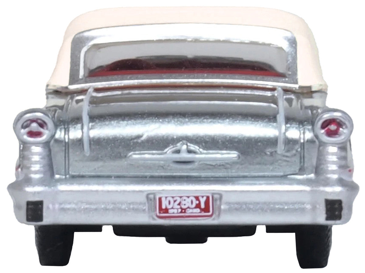 1957 Oldsmobile 88 Convertible (Top-Up) Juneau Gray with White Top and Red Interior 1/87 (HO) Scale Diecast Model Car by Oxford Diecast LuxuryLifeWay Online Store