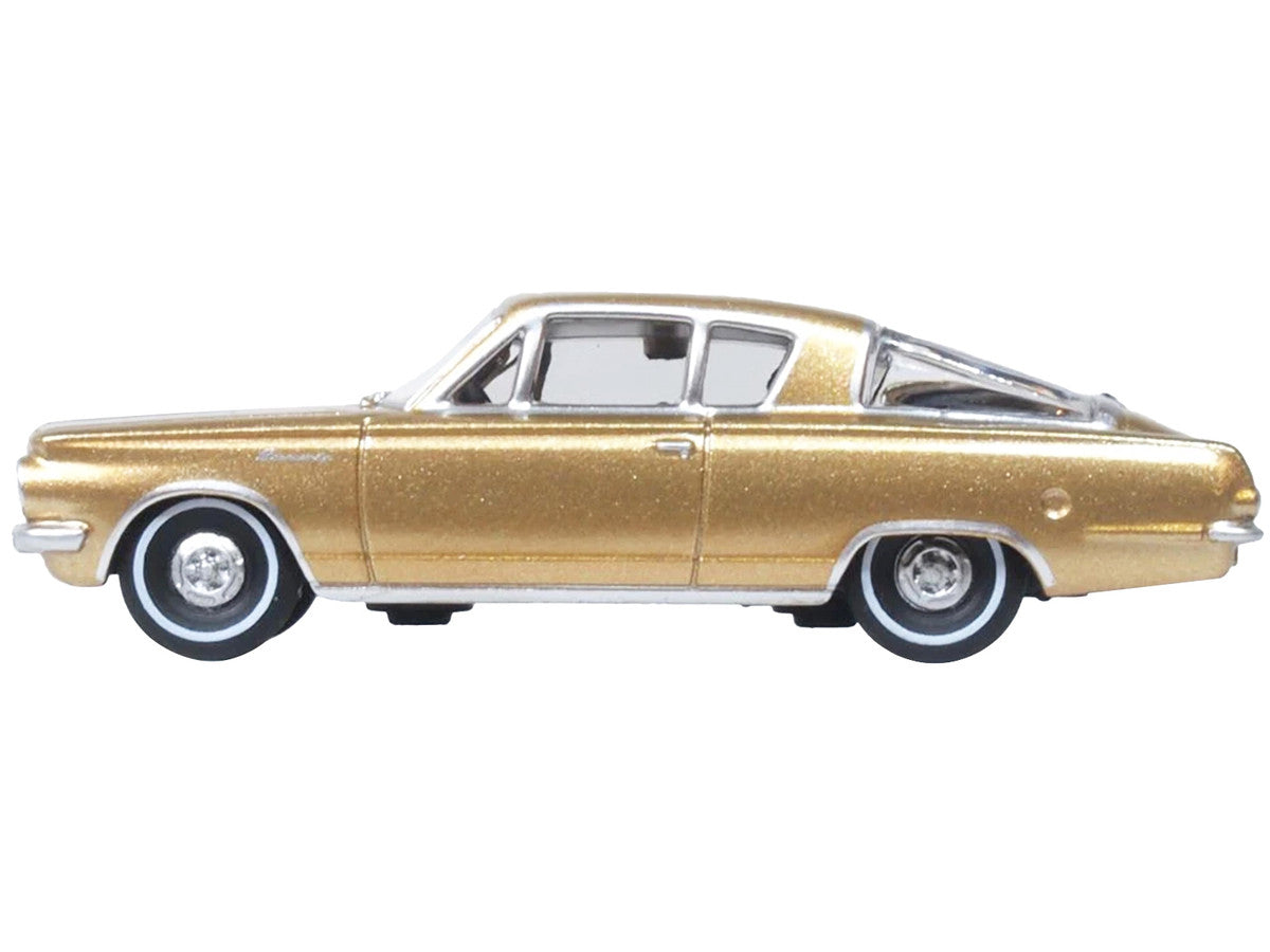 1965 Plymouth Barracuda Gold Metallic with Black Stripes 1/87 (HO) Scale Diecast Model Car by Oxford Diecast LuxuryLifeWay Online Store
