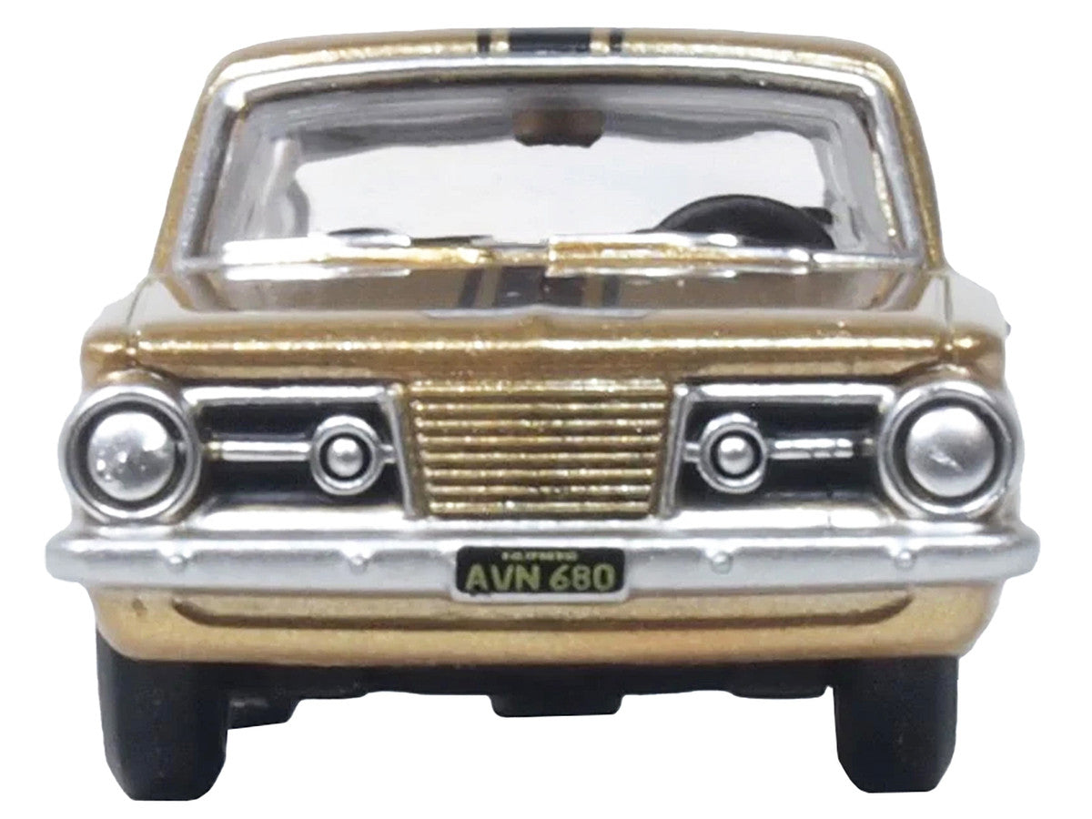 1965 Plymouth Barracuda Gold Metallic with Black Stripes 1/87 (HO) Scale Diecast Model Car by Oxford Diecast LuxuryLifeWay Online Store