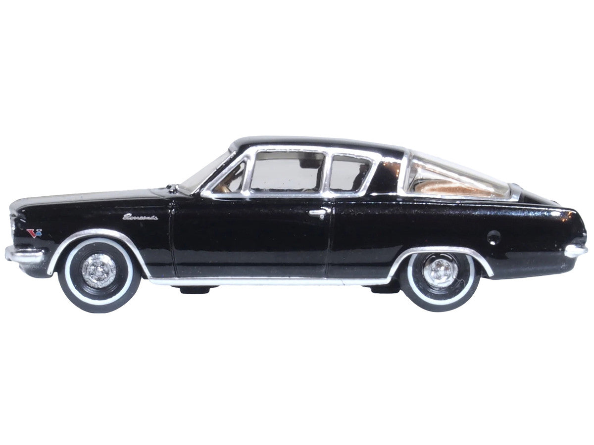 1965 Plymouth Barracuda Black with Gold Stripes 1/87 (HO) Scale Diecast Model Car by Oxford Diecast LuxuryLifeWay Online Store