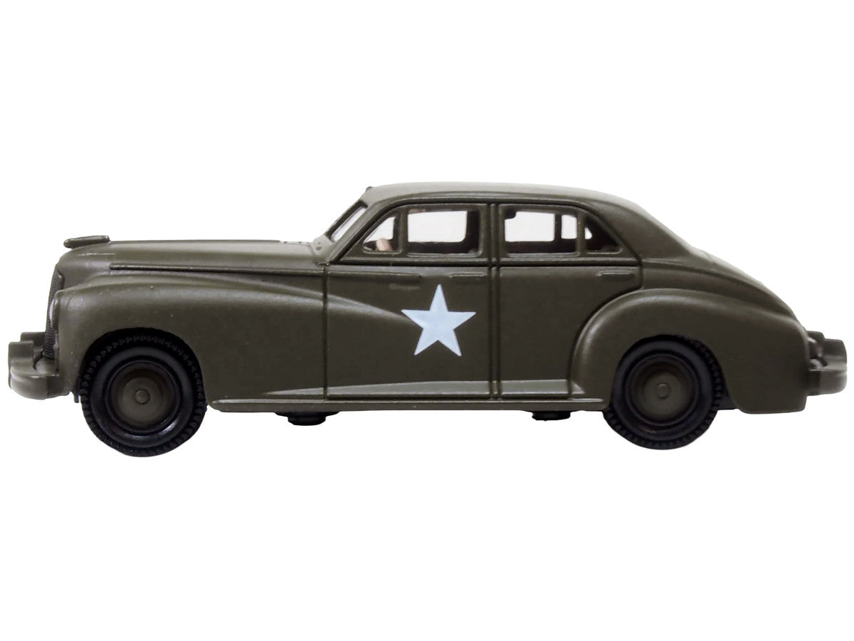 1942 Packard Clipper Touring Sedan "US Army Staff Car" Olive Drab 1/87 (HO) Scale Diecast Model Car by Oxford Diecast LuxuryLifeWay Online Store