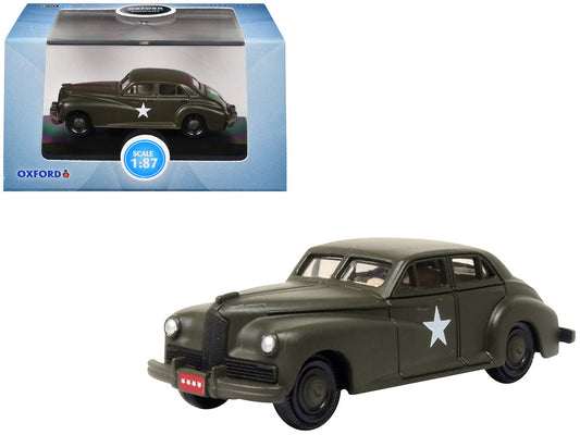 1942 Packard Clipper Touring Sedan "US Army Staff Car" Olive Drab 1/87 (HO) Scale Diecast Model Car by Oxford Diecast LuxuryLifeWay Online Store