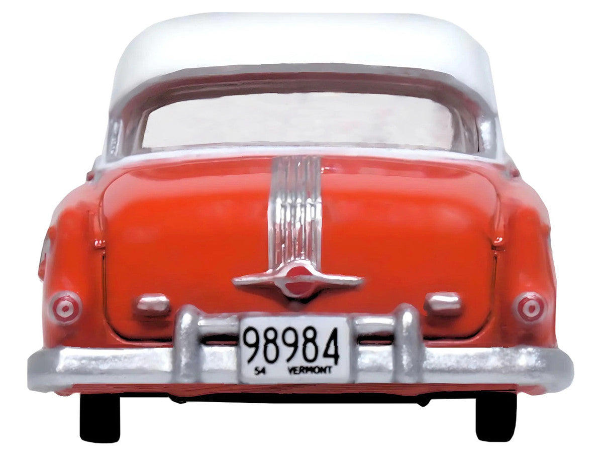 1954 Pontiac Chieftain 4 Door Coral Red with Winter White Top 1/87 (HO) Scale Diecast Model Car by Oxford Diecast LuxuryLifeWay Online Store