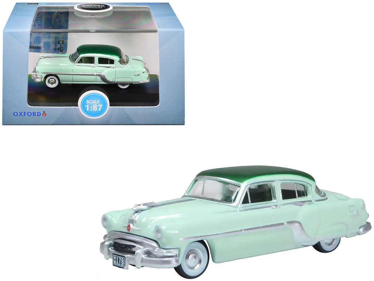 1954 Pontiac Chieftain 4 Door Shannon Green with Brookmere Green Top 1/87 (HO) Scale Diecast Model Car by Oxford Diecast LuxuryLifeWay Online Store