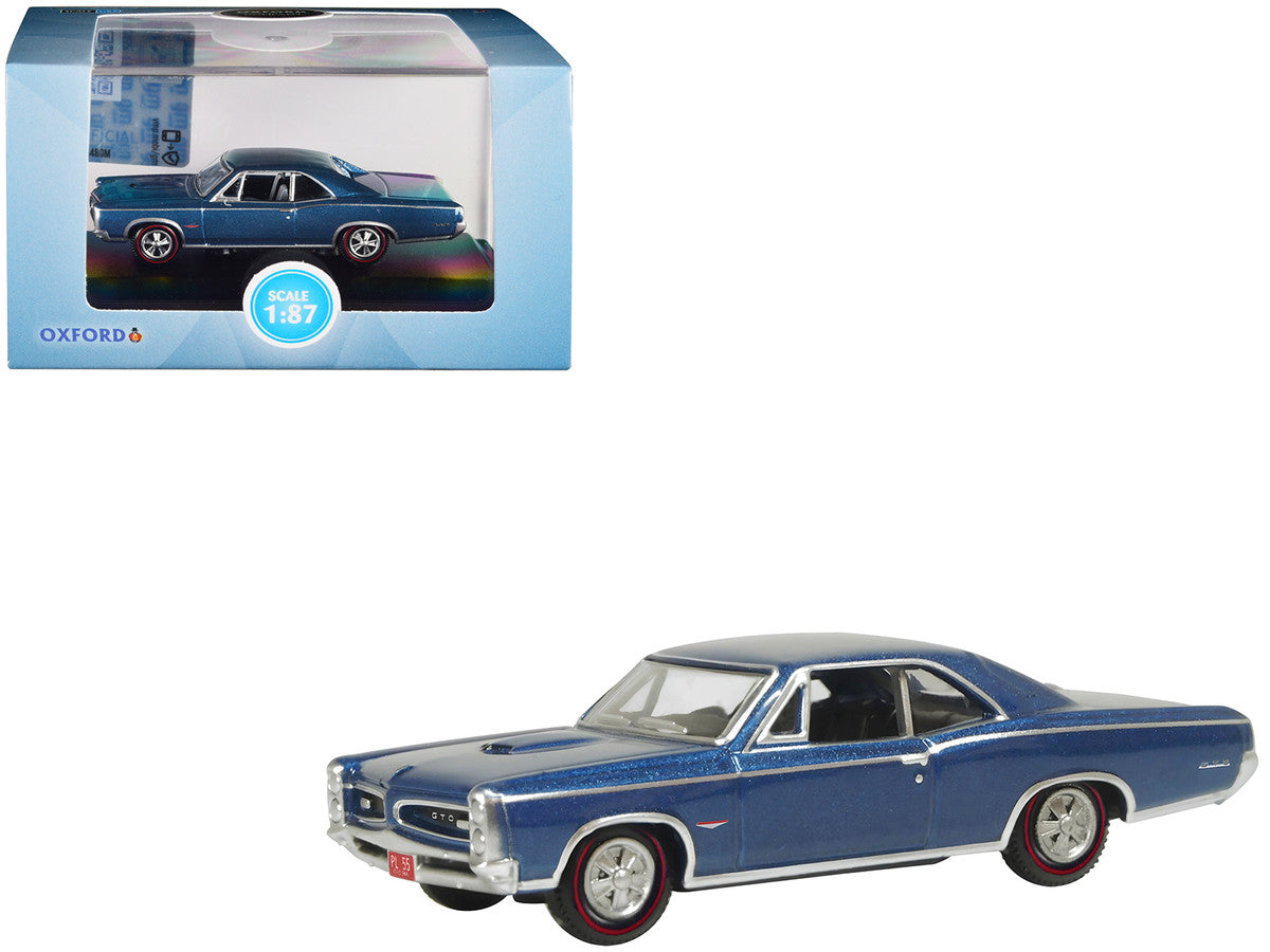 1966 Pontiac GTO Fontaine Blue Metallic 1/87 (HO) Scale Diecast Model Car by Oxford Diecast LuxuryLifeWay Online Store