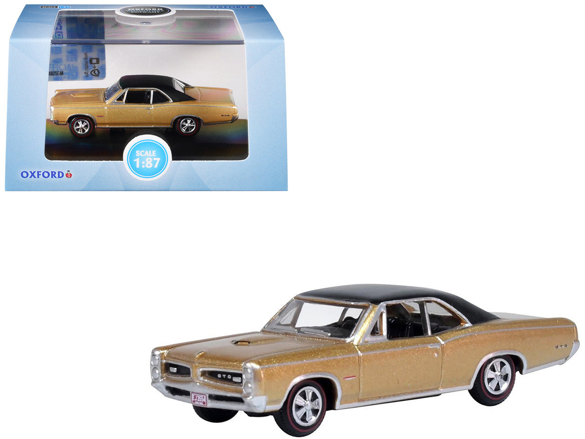 1966 Pontiac GTO Martinique Bronze Metallic with Black Top 1/87 (HO) Scale Diecast Model Car by Oxford Diecast LuxuryLifeWay Online Store