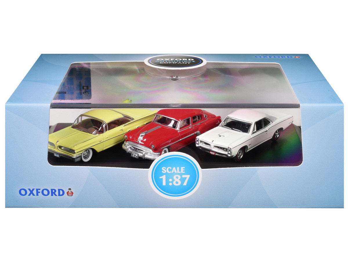 Pontiac Set of 3 Cars "100th Anniversary 2026" 1/87 (HO) Scale Diecast Model Cars by Oxford Diecast LuxuryLifeWay Online Store