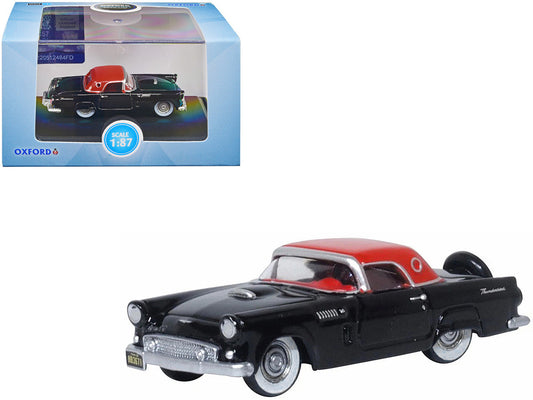 1956 Ford Thunderbird Raven Black with Fiesta Red Top 1/87 (HO) Scale Diecast Model Car by Oxford Diecast LuxuryLifeWay Online Store