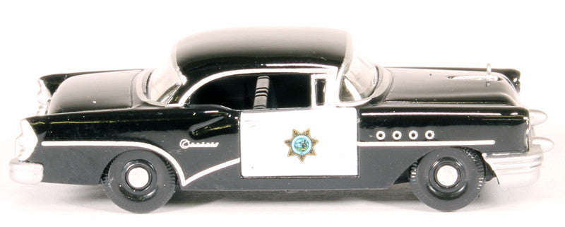1955 Buick Century "California Highway Patrol" (CHP) Black 1/87 (HO) Scale Diecast Model Car by Oxford Diecast LuxuryLifeWay Online Store