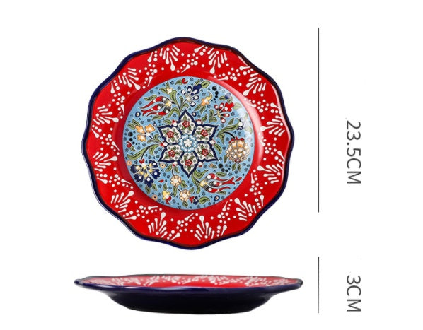 Underglaze Ceramic Tableware Bohemian Household Dishes LadyShow.Store
