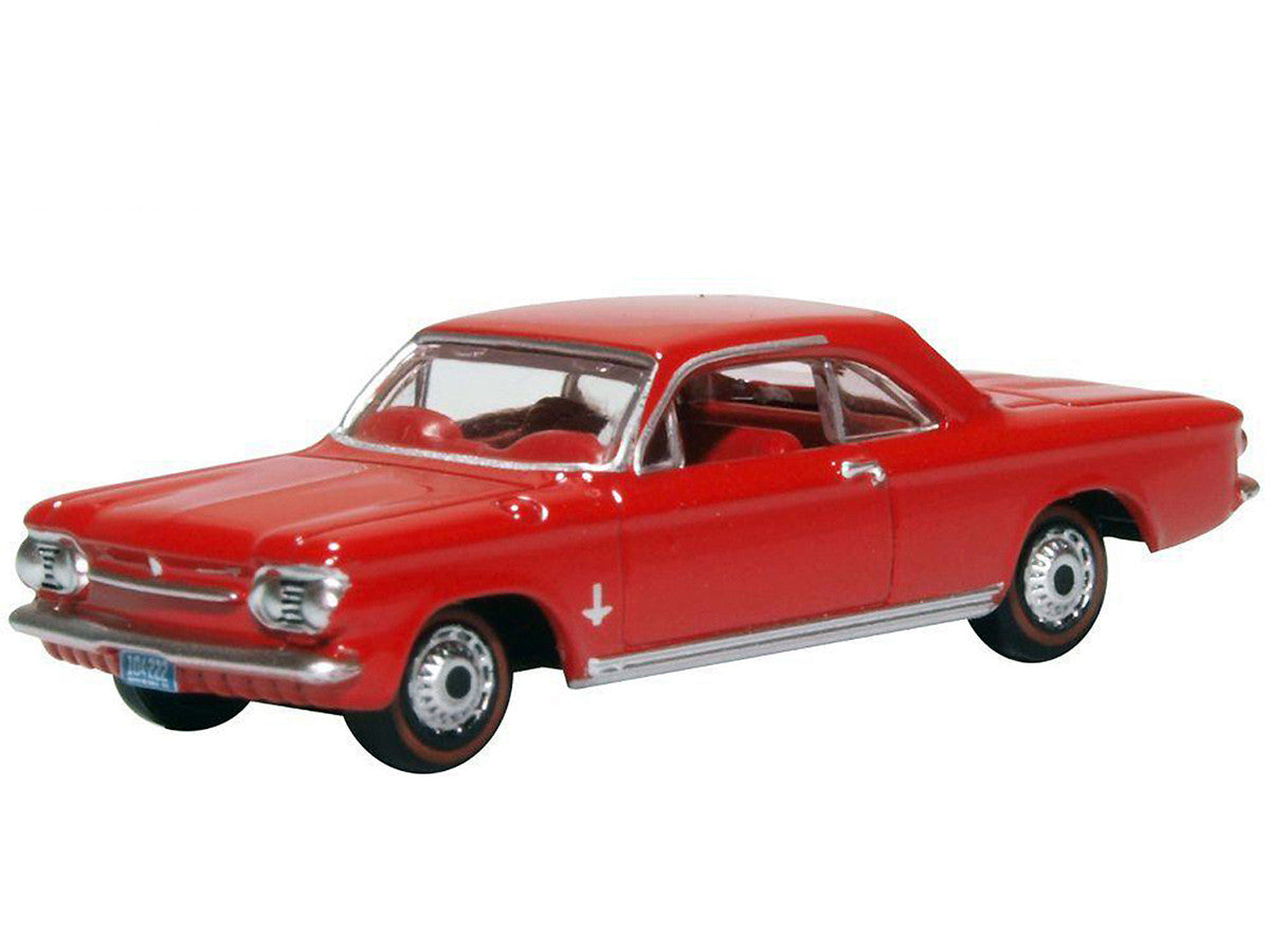 1963 Chevrolet Corvair Coupe Riverside Red with Red Interior 1/87 (HO) Scale Diecast Model Car by Oxford Diecast LuxuryLifeWay Online Store