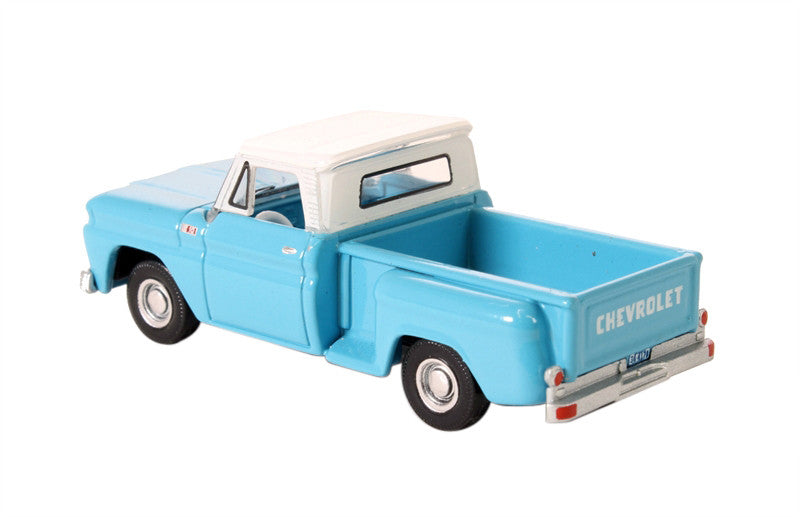 1965 Chevrolet C10 Stepside Pickup Truck Light Blue with White Top 1/87 (HO) Scale Diecast Model Car by Oxford Diecast LuxuryLifeWay Online Store