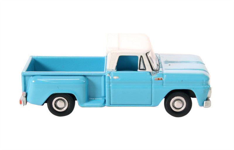 1965 Chevrolet C10 Stepside Pickup Truck Light Blue with White Top 1/87 (HO) Scale Diecast Model Car by Oxford Diecast LuxuryLifeWay Online Store
