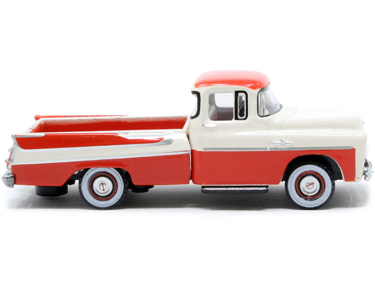 1957 Dodge D100 Sweptside Pickup Truck Tropical Coral and Glacier White 1/87 (HO) Scale Diecast Model Car by Oxford Diecast LuxuryLifeWay Online Store