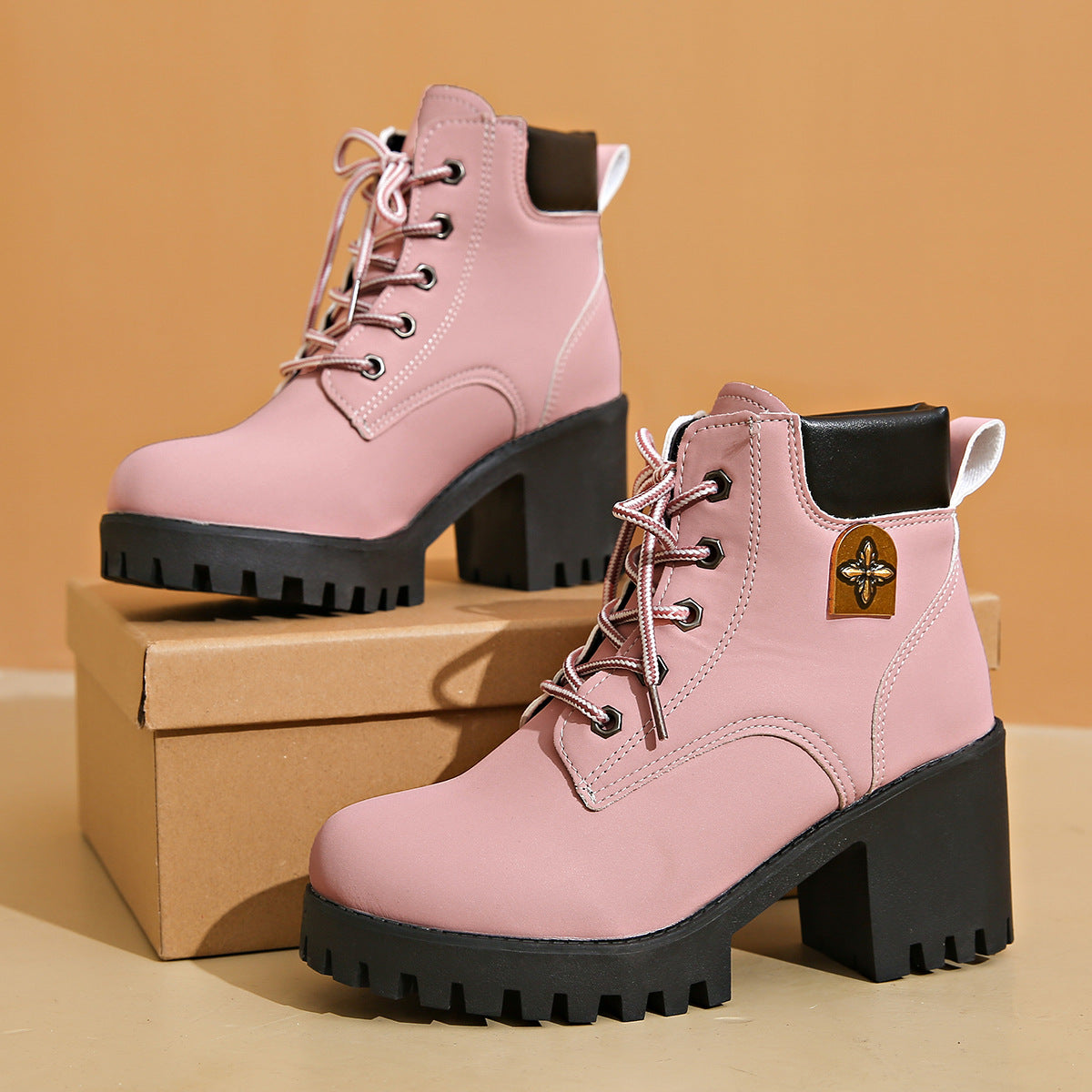 Chunky Heel Plus Size Martin Boots Thick Bottom Fashion All-match LadyShow.Store