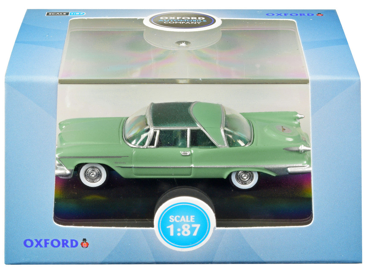1959 Chrysler Imperial Crown 2 Door Hardtop Highland Green and Ballad Green 1/87 (HO) Scale Diecast Model Car by Oxford Diecast LuxuryLifeWay Online Store